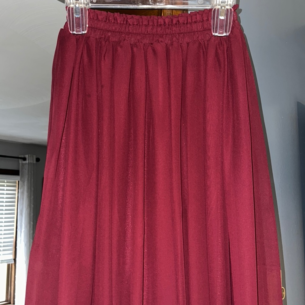 Burgundy flowy skirt